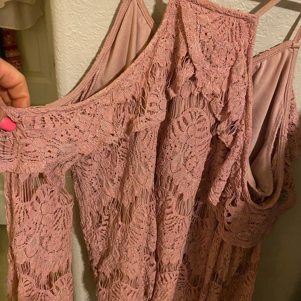 Cold shoulder lace blouse